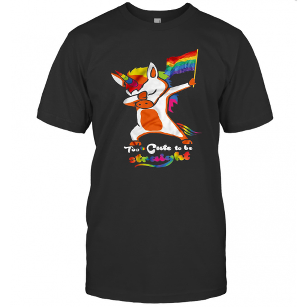 Lgbt Flag Unicorn Too Cute To Be Straight T-Shirt